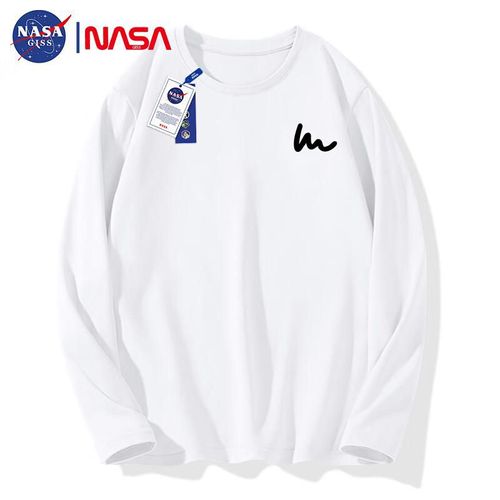 Camiseta Larga NASA GISS 100% Algodón Blanca Para Hombre