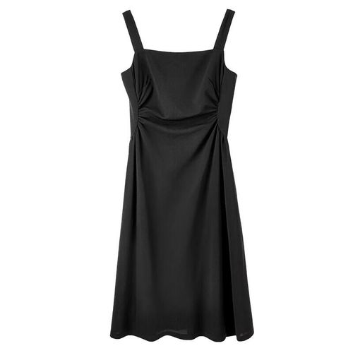 Vestido Sentubila Ajustado Negro Cuello Cuadrado para mujer
