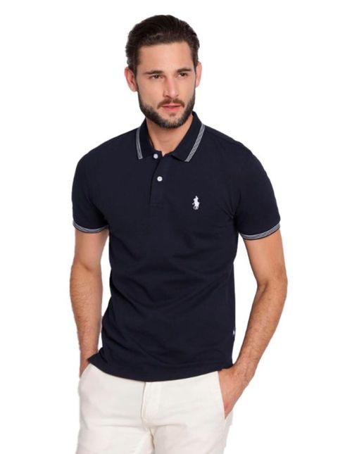 Playera Polo azul marino de la marca Hpc Polo