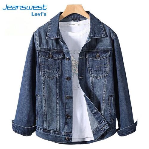 Chamarra Denim Sencilla Azul Oscuro Para Hombre