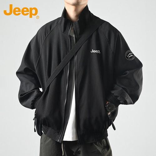 Chamarra Holgada Cuello de Pie JEEP Negra Para Hombre