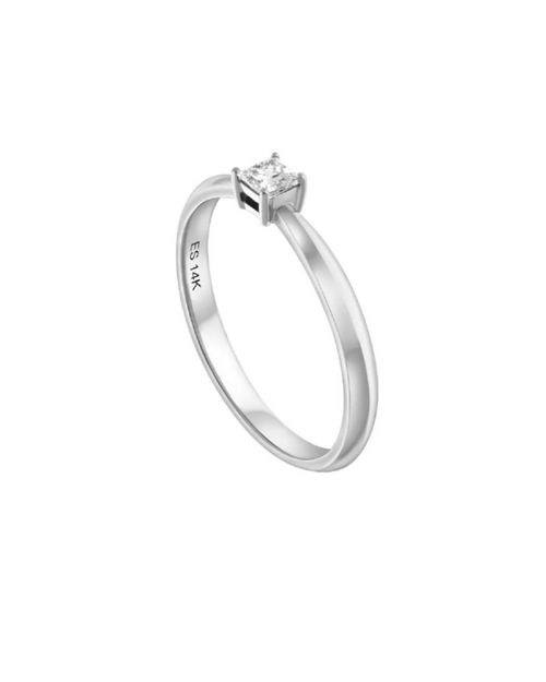 Solitario de Oro Blanco 14K con 15 Pts de Diamante