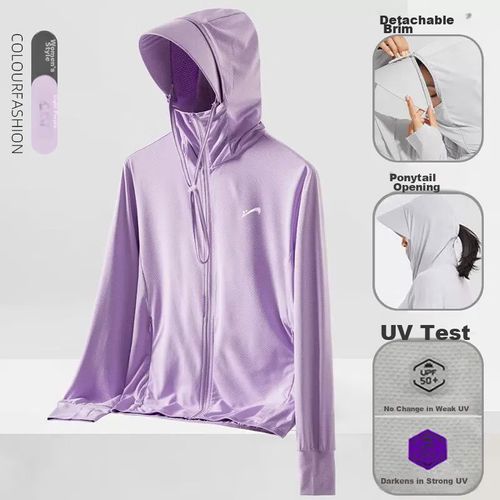 Ropa Protectora Solar Ligera Transpirable Con Gorro Unisex Morado Claro