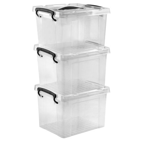 Set de 3 Cajas con Tapa para Almacenamiento, Plástico Opaco.
