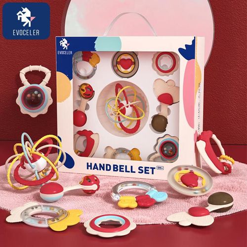 Set de Sonajeros y Chupón EVOCELER de ABS y TPE para bebés de 0 a 12 meses