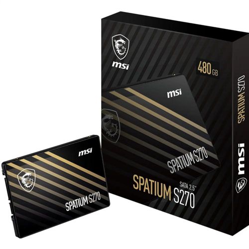 SSD MSI Spatium S270 480GB | SATA III 2.5” • 3D NAND • 500MB/s Lectura • Seguridad de Datos