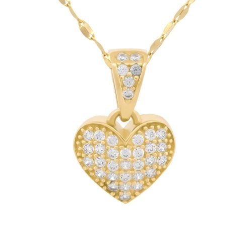 Cadena Gargantilla Corazon Zirconias 0.9 cm Oro Solido 10k
