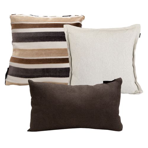 Set de 3 Cojines 1Kappa Beige + 1Zita Café + 1Delta Chocolate CZD