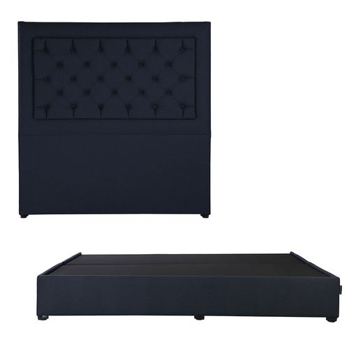 Cabecera King Size Dicasa Mary Azul Orleans + Base cama CZD