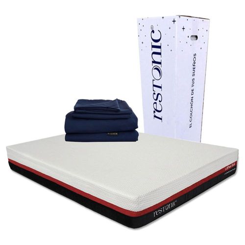 Colchón Matrimonial en caja Restonic Roll + Sábanas Softy CZD