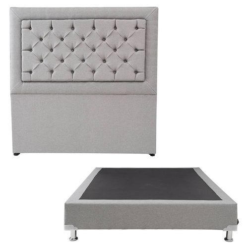 Cabecera Queen Size Dicasa Mary Gris + Box Dicasa Quantum CZD