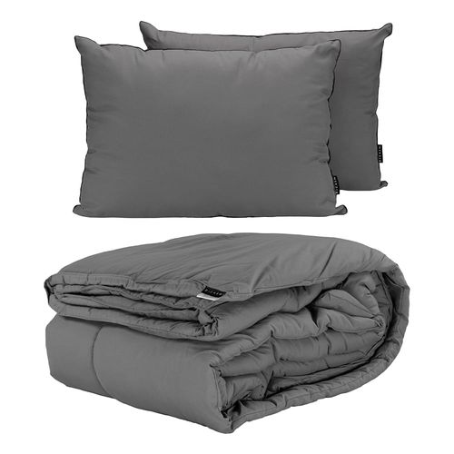 Edredón King Size Dicasa Homy Gris Oscuro + Almohada 2 Pack CZD