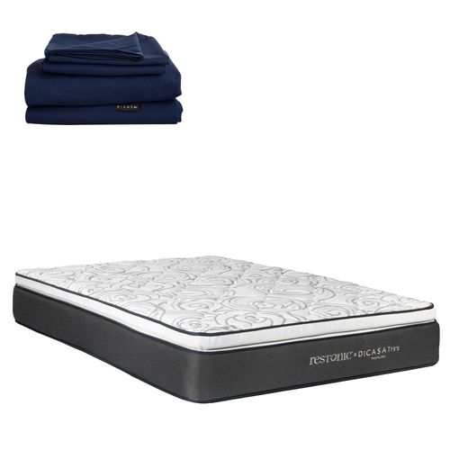 Colchón King Size Restonic Trini + Juego de Sábanas Softy CZD