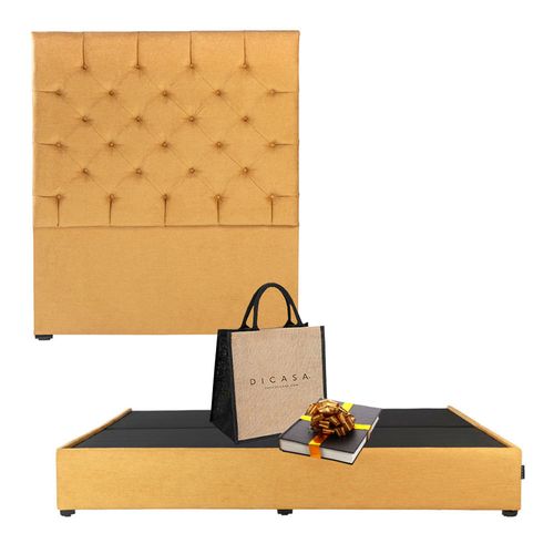 Cabecera Matrimonial Dicasa Capri Mostaza + Base cama Dicasa Nizzo CZD