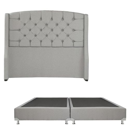 Cabecera King Size Dicasa Sitka Gris Claro + Box Dicasa Quantum CZD
