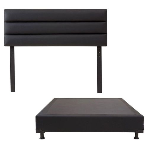 Cabecera Individual Dicasa Londres en Vinipiel Negro + Box Vita CZD