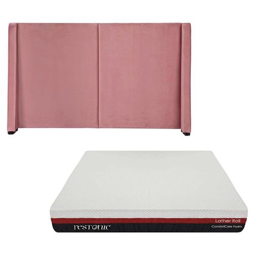 Cabecera Matrimonial Dicasa Milan Pink + Colchón en caja Roll CZD