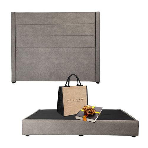 Cabecera King Size Dicasa Lugo Plata + Base cama Dicasa Range CZD