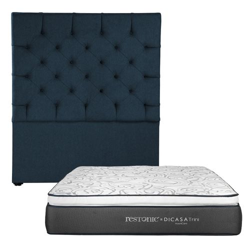 Cabecera Queen Size Dicasa Capri Azul Navy + Colchón Dicasa Trini CZD