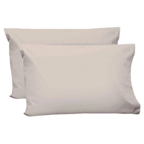 2 Fundas de Almohada Algodón Percal 200 Estándar Gris Perla