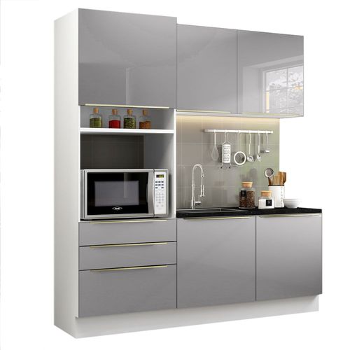 Cocina Integral Compacta 180 cm Lux Blanco Gris Madesa 01