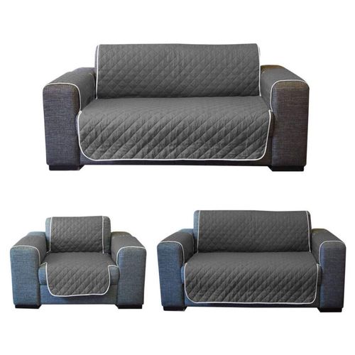 Juego de Protector de Sala Gris Oxford Marino 2 Vistas