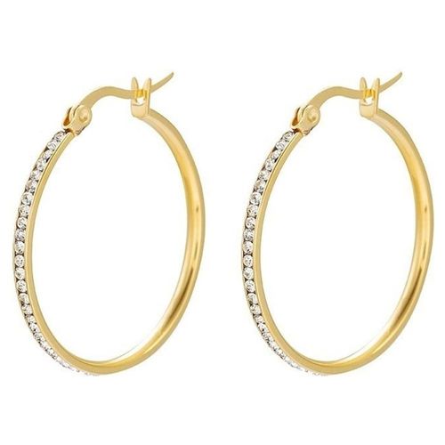 Hermosas Arracadas Oro 24k Laminado Brillantes Cristal  Dorado