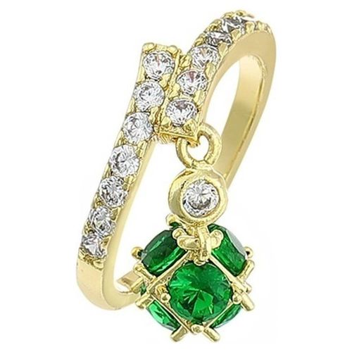 Anillo Bola De Fuego Zafiro Esmeralda Oro 14k Laminado Verde 7