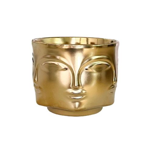 Macetero Ilios Innova con Forma de Rostro Color Dorado