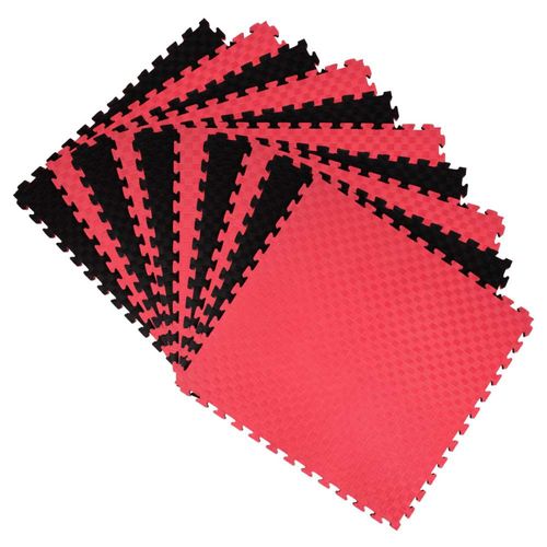 Piso Tatami Bicolor Rojo Negro Tapete Gimnasio Judo 100 X 100cm 10pz