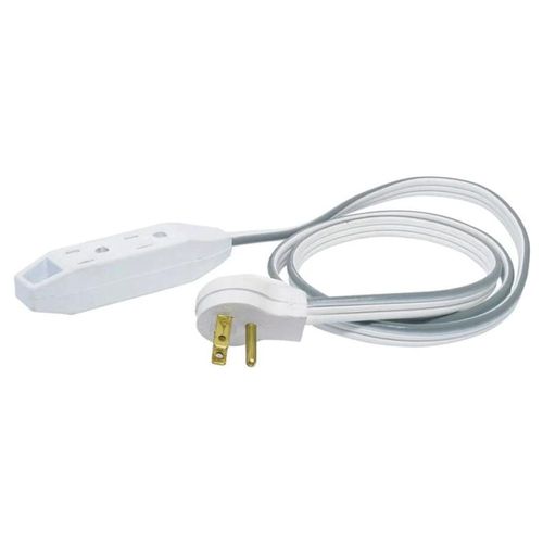 Extension Electrica Plana Aterrizada Blanco 3m Surtek