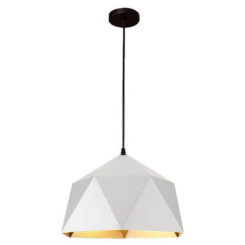 Lampara de techo colgante vintage poligonal 39cm Blanco con dorado