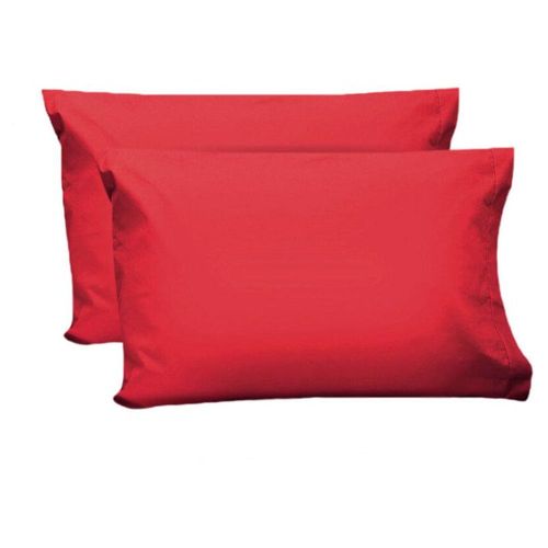 2 Fundas de Almohada Algodón Percal 200 Estándar Rojo