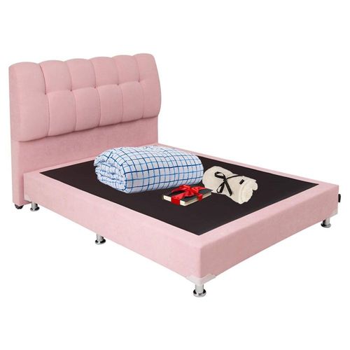 Cabecera Queen Size Dicasa Nube Rosa + Box Pink + Edredón Palermo RGH