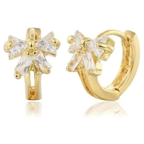 Arracadas Huggies Moño Cristal Oro 14k Laminado Niña Dorado