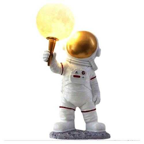 Lampara de mesa astronauta en la luna de resina