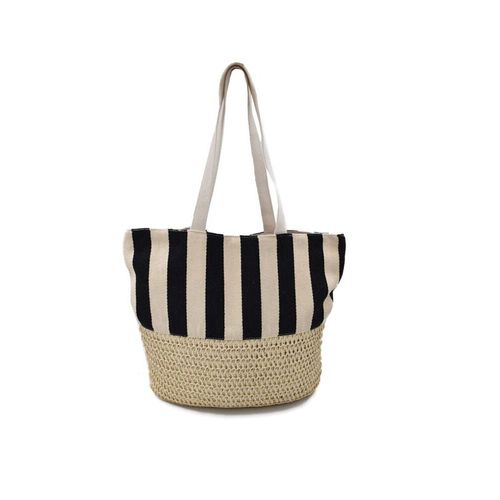 Bolsa de playa diseño en rayas negras con beige