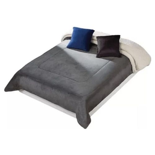 Cobertor Borrega Argos Matrimonial Poliester Gris Concord
