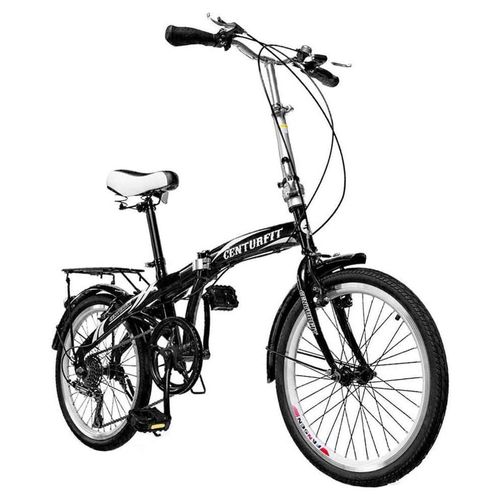Bicicleta Plegable R20 Acero 7 Velocidades Freno Vbreak Portabultos Campana Negra