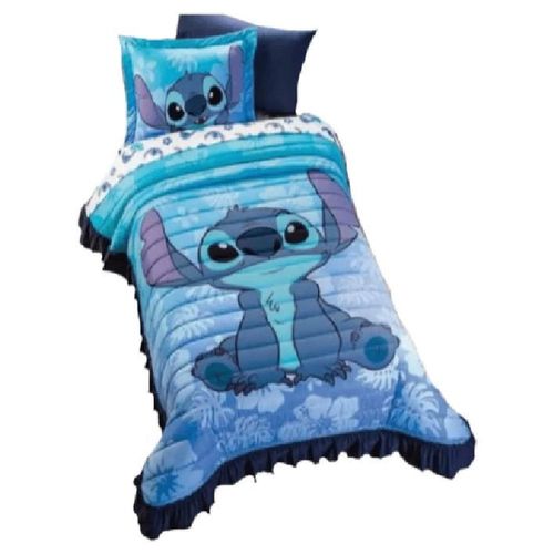 Colcha Matrimonial Poliester C/Fundas Stitch Azul Concord