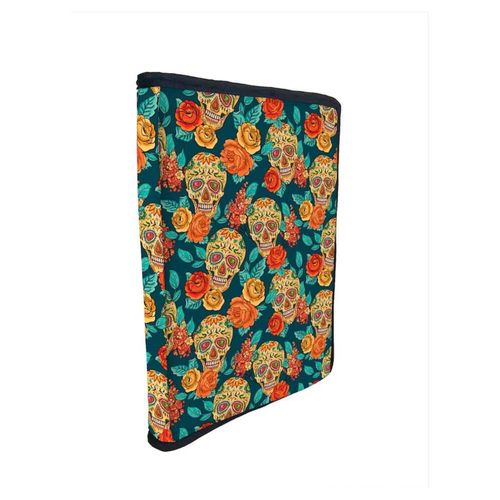 Funda Porta Libros de Tela Calaveras y Flores
