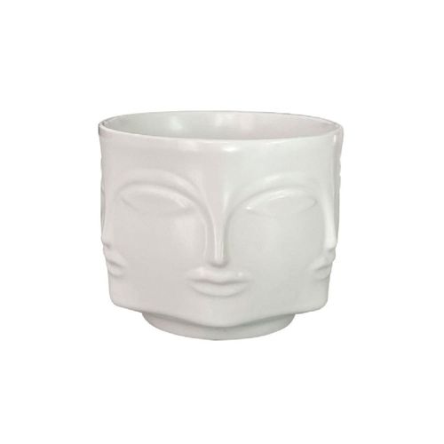 Macetero Ilios Innova con Forma de Rostro Color Blanco