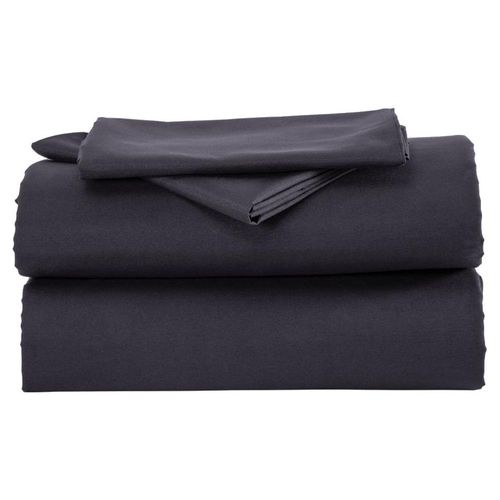 Juego Sábana Poliester Esencial Negro Queen Size Concord