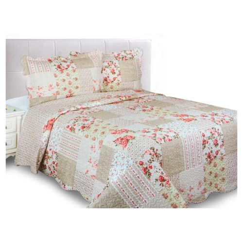 Colcha Floral Doble Vista Queen Size