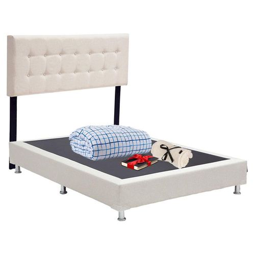 Cabecera Queen Size Dicasa Bilbao Beige C + Box + Edredón Palermo RGH
