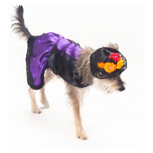Disfraz Catrina P/perro Talla 2 Color Morado/negro Pet Pals