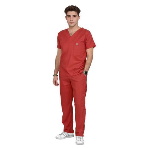 Uniforme Medico Pijama Quirurgica Hombre Recto Conjunto Rojo CH