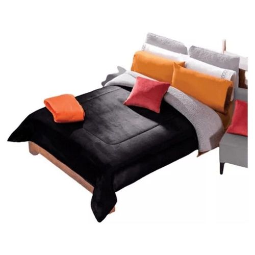 Cobertor Borrega Andromeda Cama Matrimonial Negro Concord
