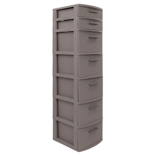 Cajonera Organizadora Multiusos 7 Niveles Tipo Rattan Taupe