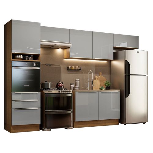 Cocina Integral Completa 340 cm Lux Marrón Gris Madesa 01